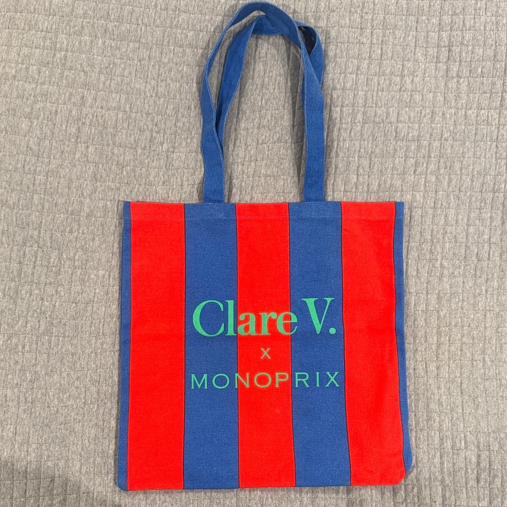 Clare V x Monoprix Red and Blue Striped Tote